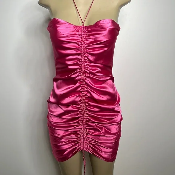Meshki | Dresses | Meshki Hot Pink Satin Dress Size Large | Poshmark